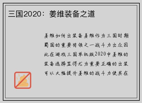 三国2020:姜维装备之道