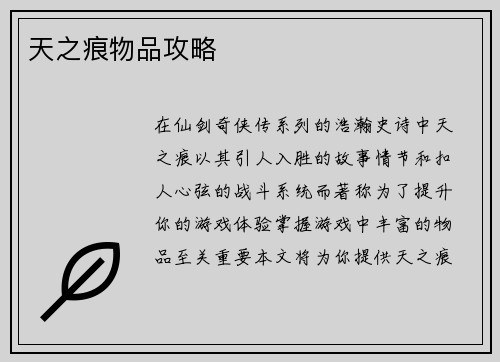 天之痕物品攻略